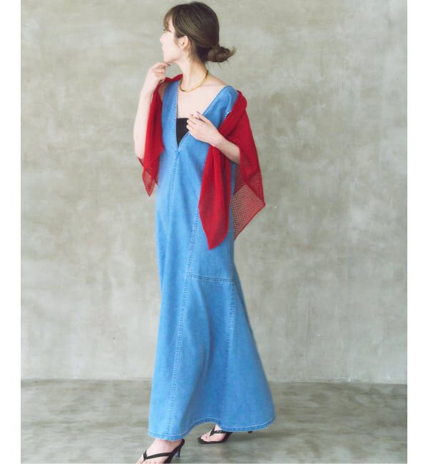 NOBLE「THROW/スロー Linen Cross Mesh Scarf」|ストール|