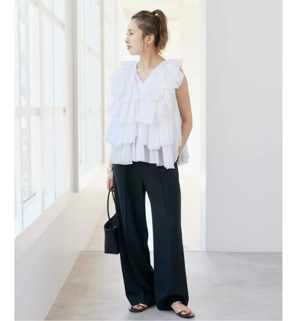 Spick and Span「《一部店舗+WEB限定 / 追加予約》AAYUSHI / アユーシ レイヤードラッフル ブラウス」|シャツ・ブラウス|