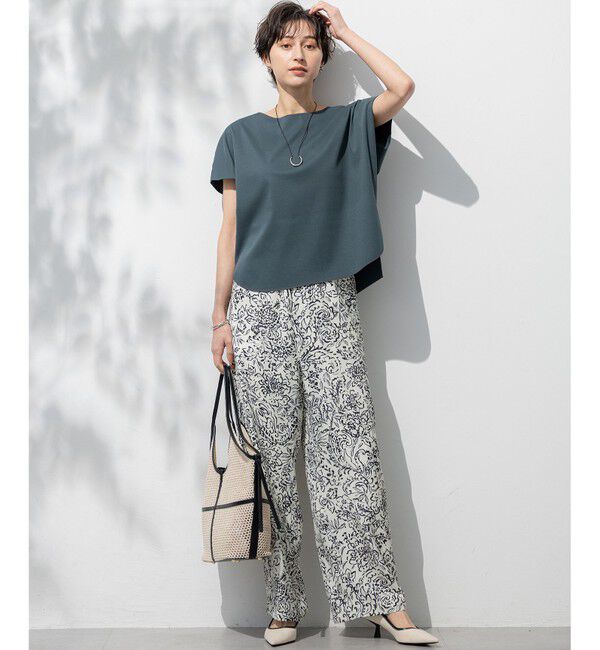 23区「【汗じみ防止/洗える】スムースデザイン フレンチスリーブ Tシャツ」|Tシャツ・カットソー|