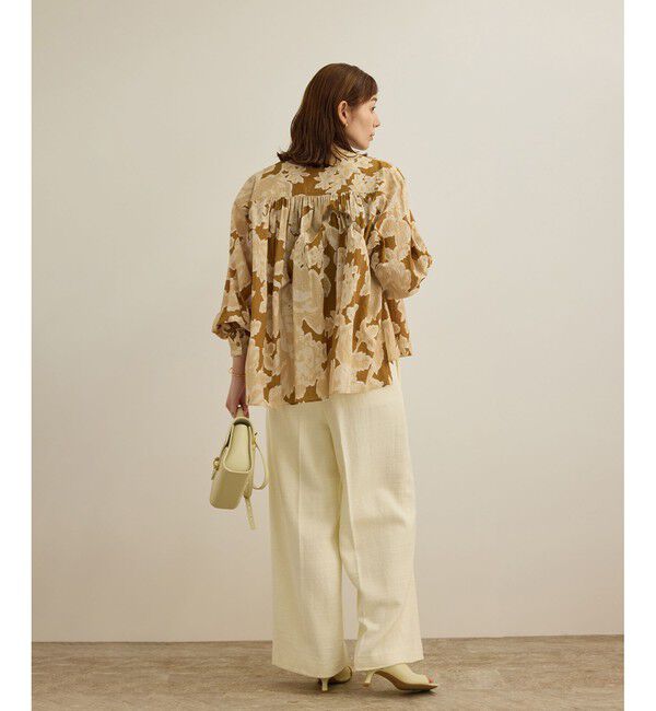 ROPE「【DEVEAUX（デヴォー）】別注ボカシフラワーボリュームスリーブブラウス/洗える」|シャツ・ブラウス|