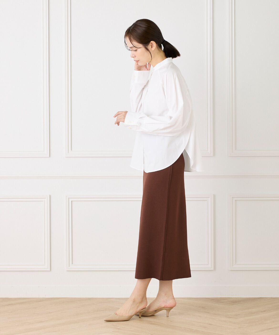 Le Souk「《大きいサイズ》バンドカラーシャツ」|シャツ・ブラウス|