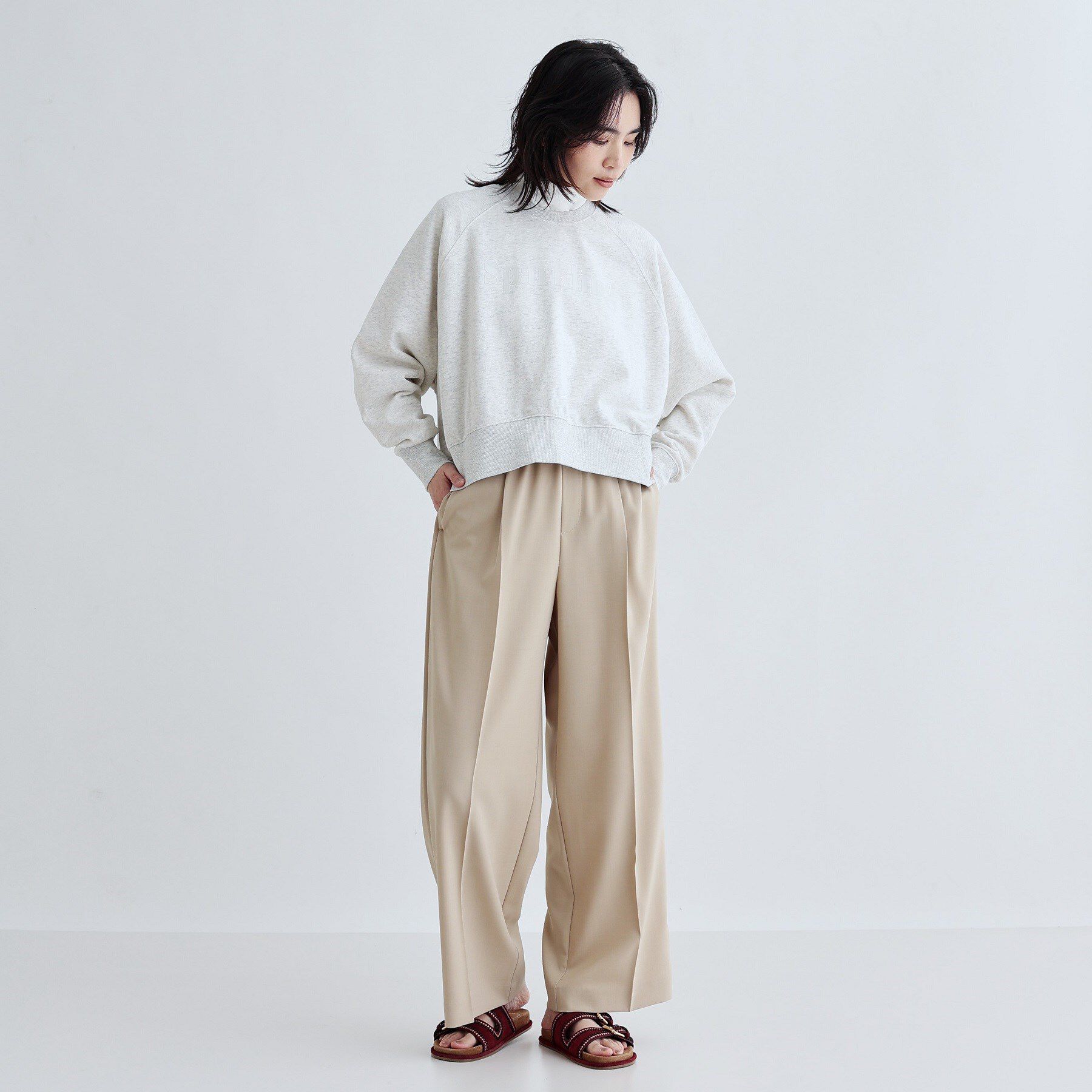 GALLEST「ラウンドヘム裏毛ロゴトップス」|パーカー|