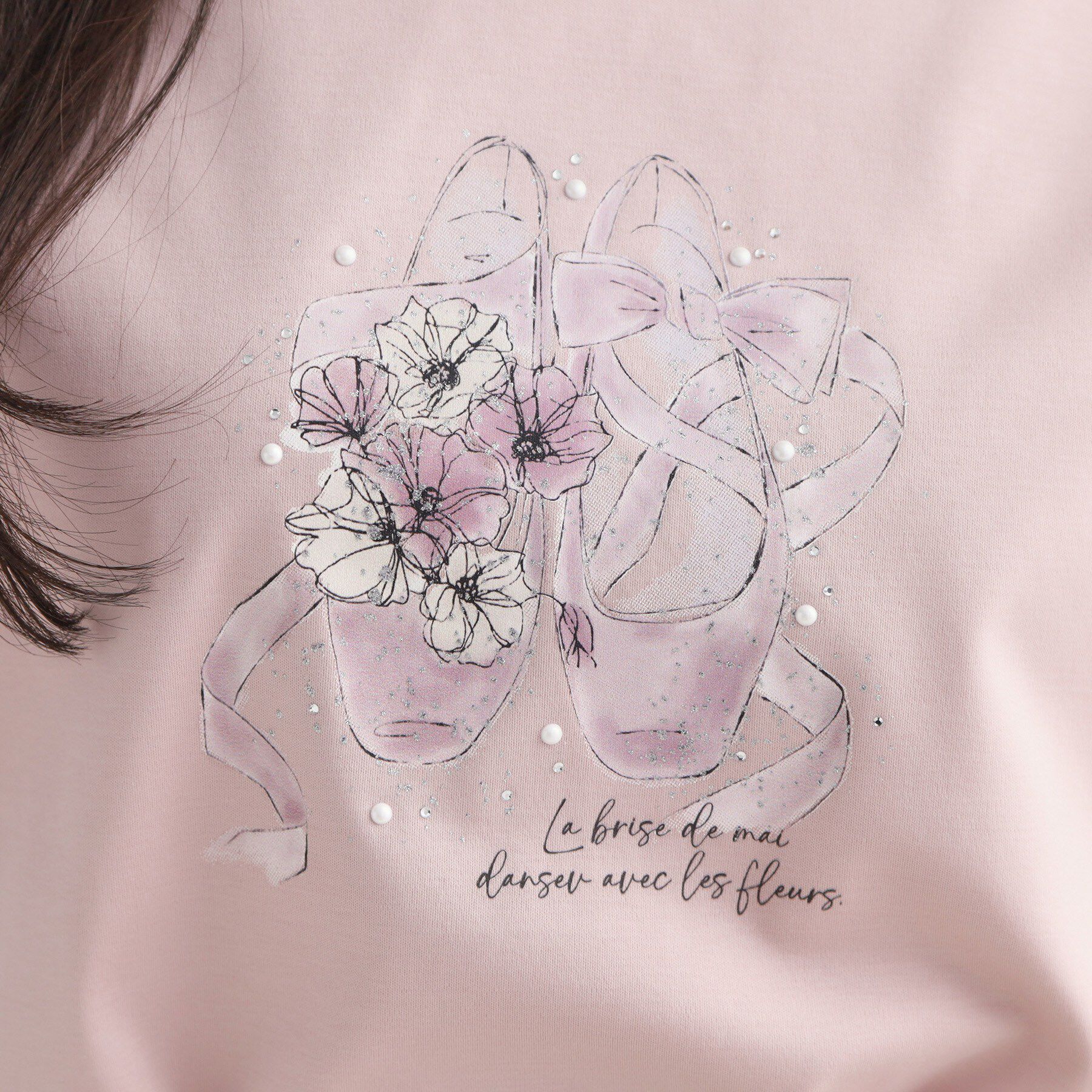 Couture broach「【接触冷感・UVカット・洗える】トゥシューズプリントTシャツ」|Tシャツ・カットソー|