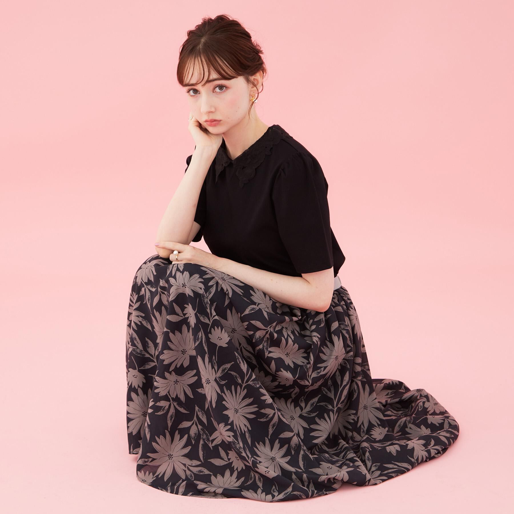 Couture broach「【UVカット・接触冷感・洗える】襟レース トップス」|Tシャツ・カットソー|