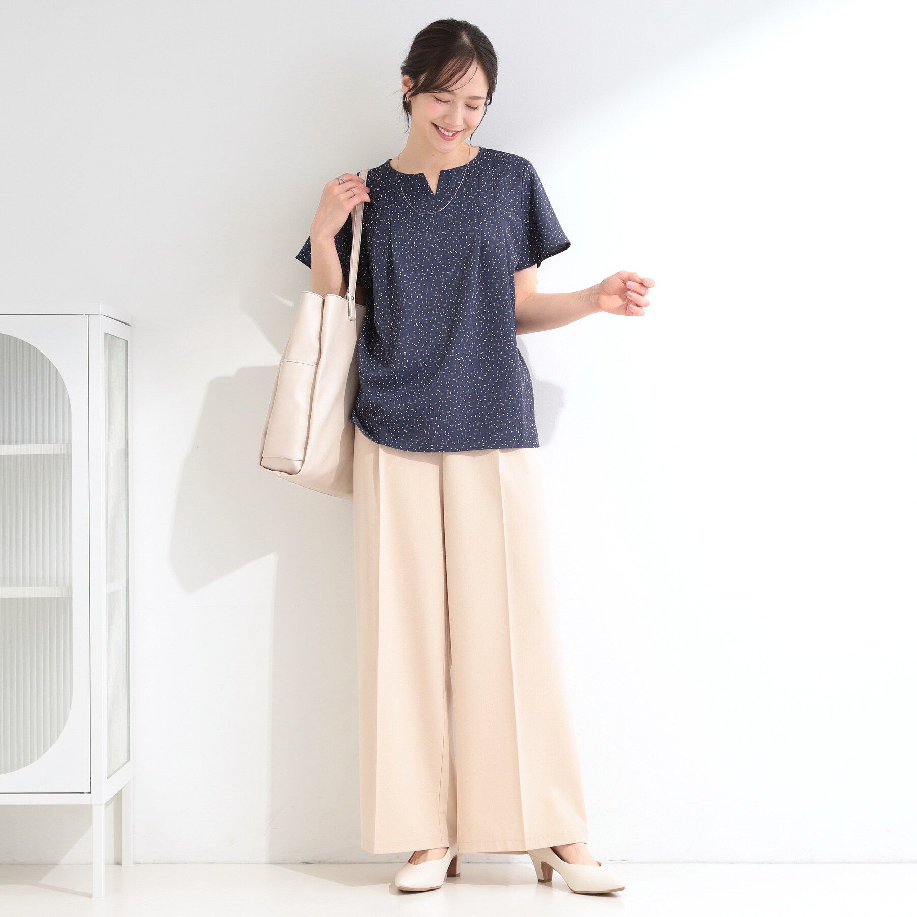 SHOO･LA･RUE「【ひんやり/UV/セットアップ可】洗濯後しわになりにくい スキッパーブラウス」|シャツ・ブラウス|