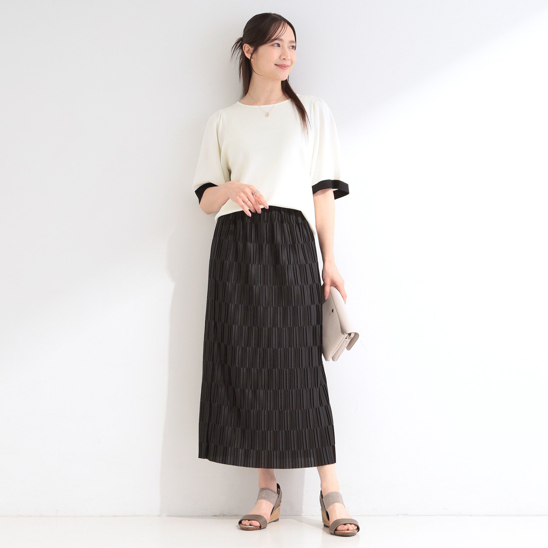 SHOO･LA･RUE「【S-LL/洗濯機可】変形プリーツで差が付く ナロースカート」|スカート|
