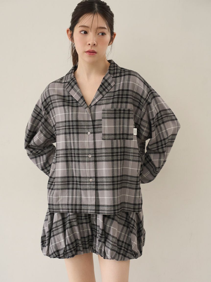 SNIDEL HOME「チェック開襟シャツ」|ルームウェア|