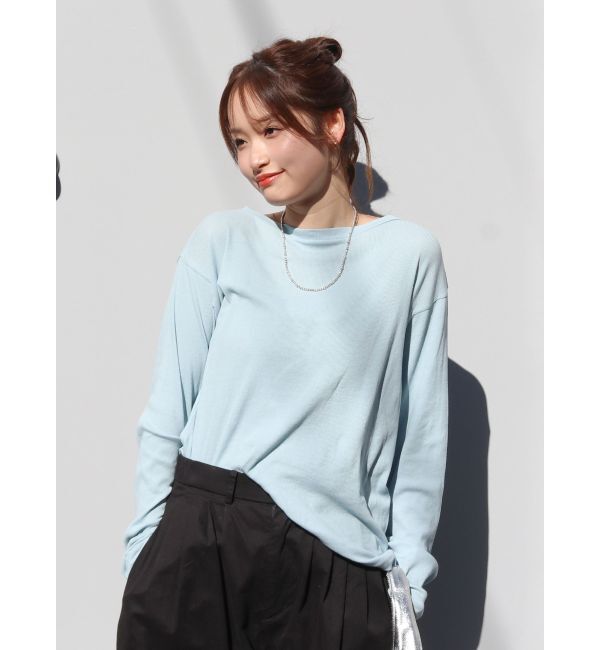 Ungrid「シアーフィットロングスリーブTee」|Tシャツ・カットソー|ブルー