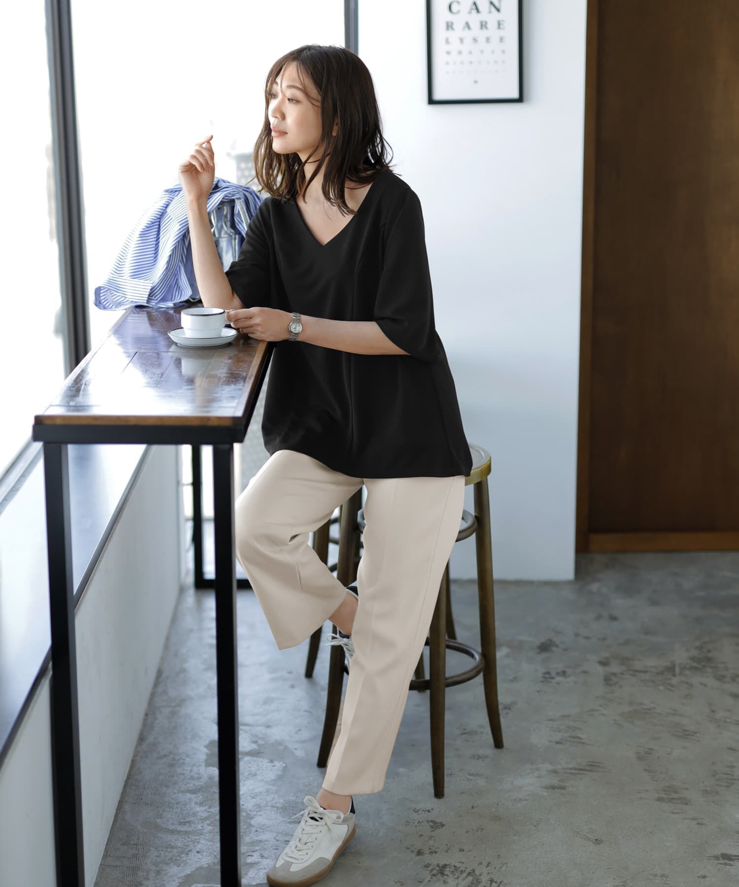 STYLE DELI「【Made in JAPAN】カットジョーゼット５分袖フレアブラウス」|シャツ・ブラウス|