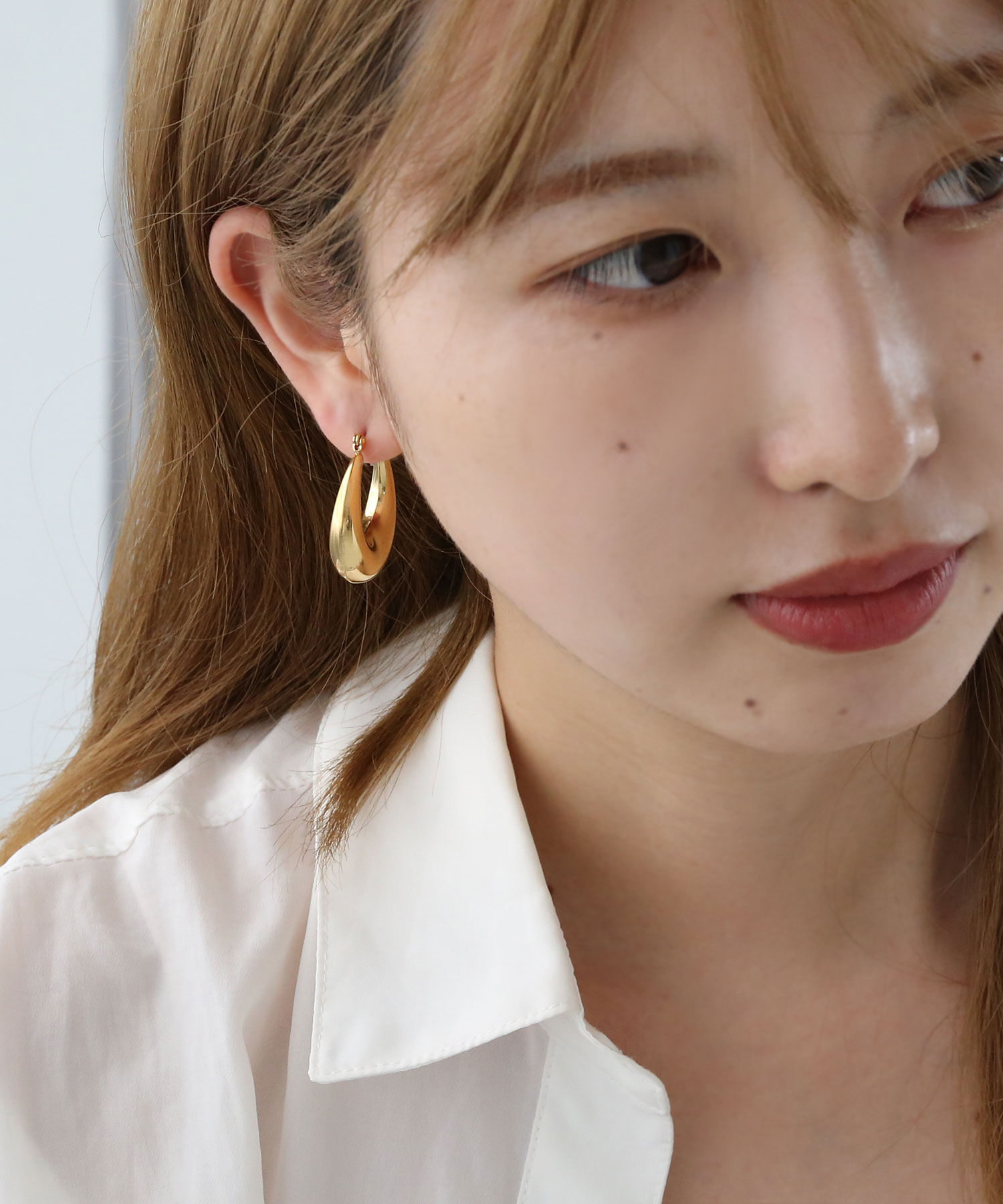  「[stainless]ステンレス・プランプドロップフープピアス〈金属アレルギー対応〉」|ピアス|