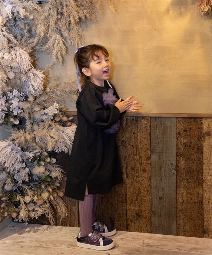 BACKYARD FAMILY「Rora ワンピース 通販 ムラサキ ハートワンピース 子供服 キッズワンピース 長袖 カジュアル」|その他|