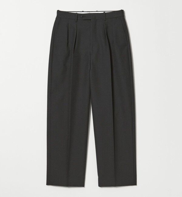 STEVEN ALAN「＜Steven Alan＞ ウール オックスフォード イン ツープリーツ ドレス トラウザーズ」|スラックス|BLACK