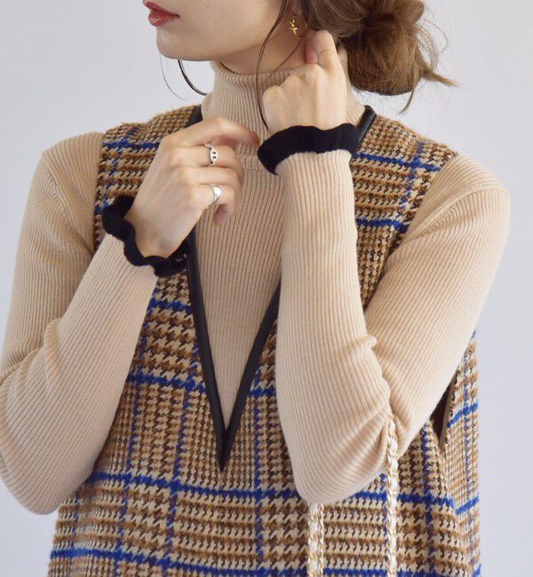 quaranciel「quaranciel:〈手洗い可能〉ウール フリル スリーブ タートルネック  ニット」|ニット・セーター|