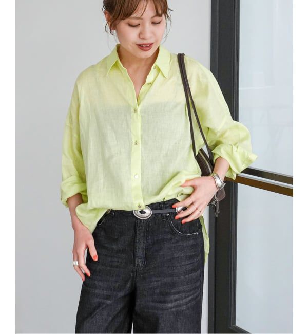 Spick and Span「《全15色 / 追加》 80リネンカシュクール ビッグシャツ」|シャツ・ブラウス|