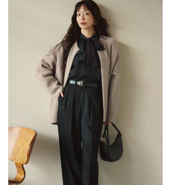 23区「【CLASSY.11月号掲載/洗える】ラクーンブレンドダブルフェイス ニットカーディガン」|カーディガン|