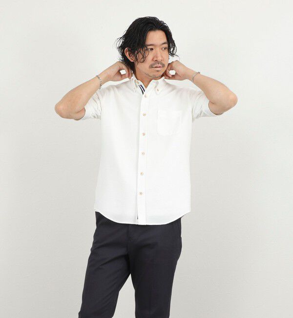 NOLLEY'S goodman「《ビジカジ対応》トリコットサッカーテープBD SS 半袖ボタンダウンシャツ 26SS」|シャツ・ブラウス|