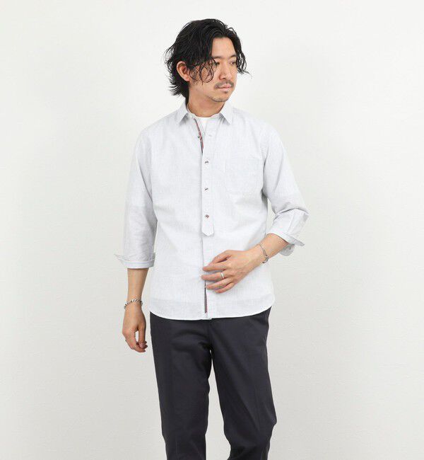 NOLLEY'S goodman「綿麻パラシュートボタン7分袖シャツ 26SS」|シャツ・ブラウス|