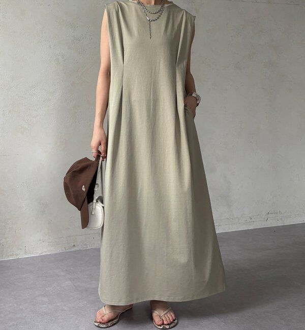  「【WEB限定】ショルダータックワンピース」|ワンピース|カーキ