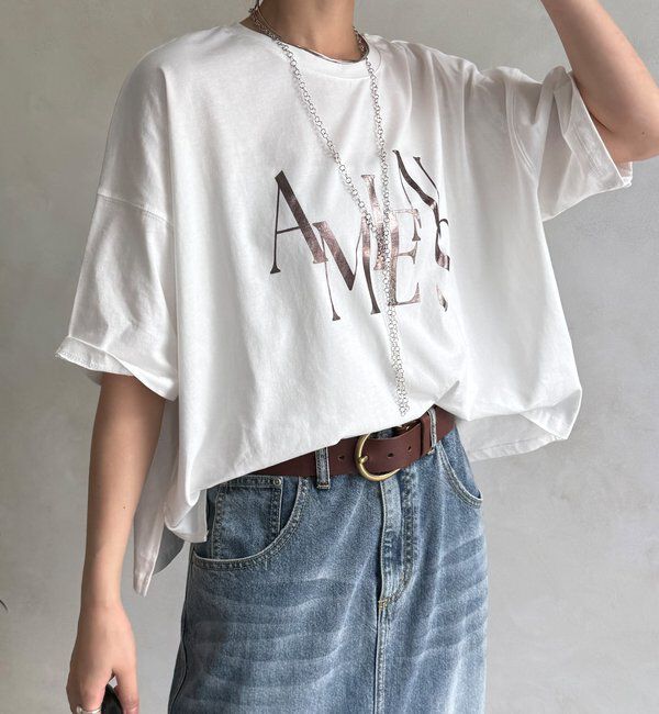  「【WEB限定】ワイドシルエット箔ロゴTEE」|Tシャツ・カットソー|