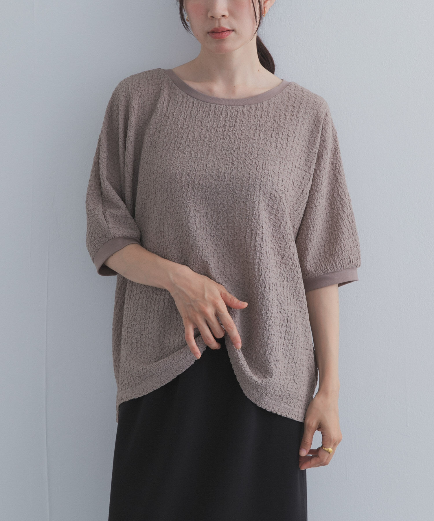 URBAN RESEARCH DOORS「ワッシャーカットドルマンプルオーバー」|Tシャツ・カットソー|グレー系その他