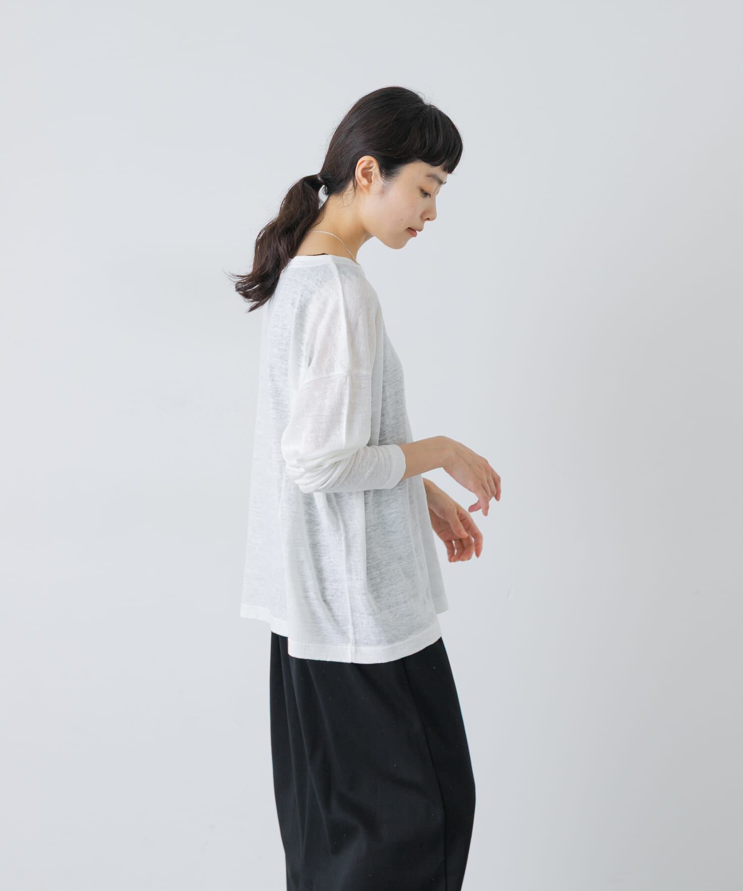 かぐれ「リネンボートネックカットソー」|Tシャツ・カットソー|
