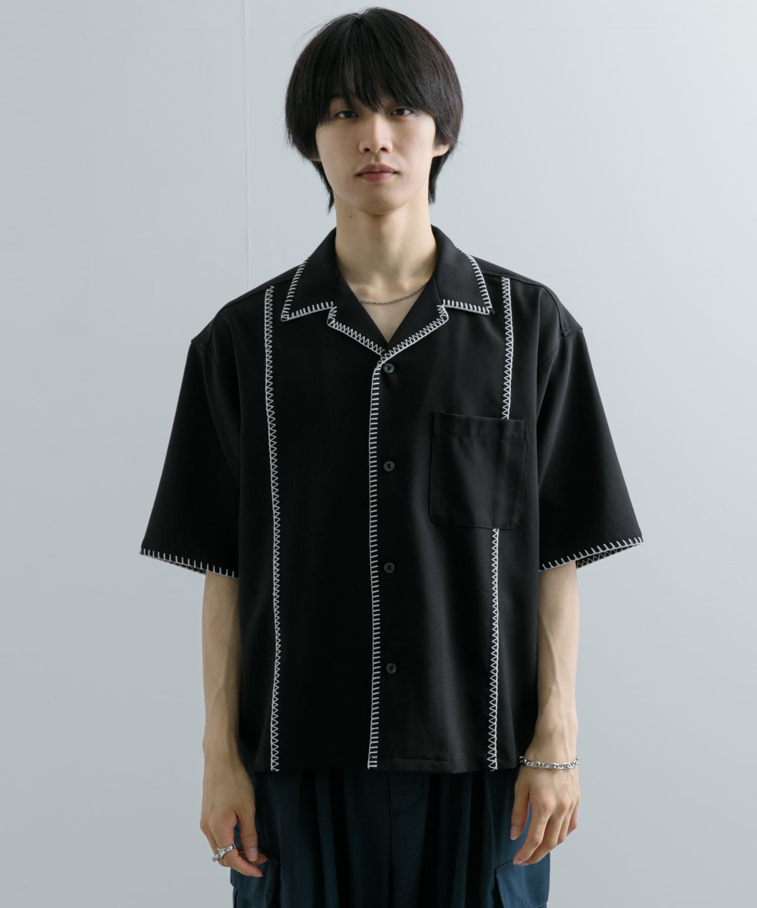 SENSE OF PLACE by URBAN RESEARCH「ブランケットステッチショートスリーブシャツ」|シャツ・ブラウス|