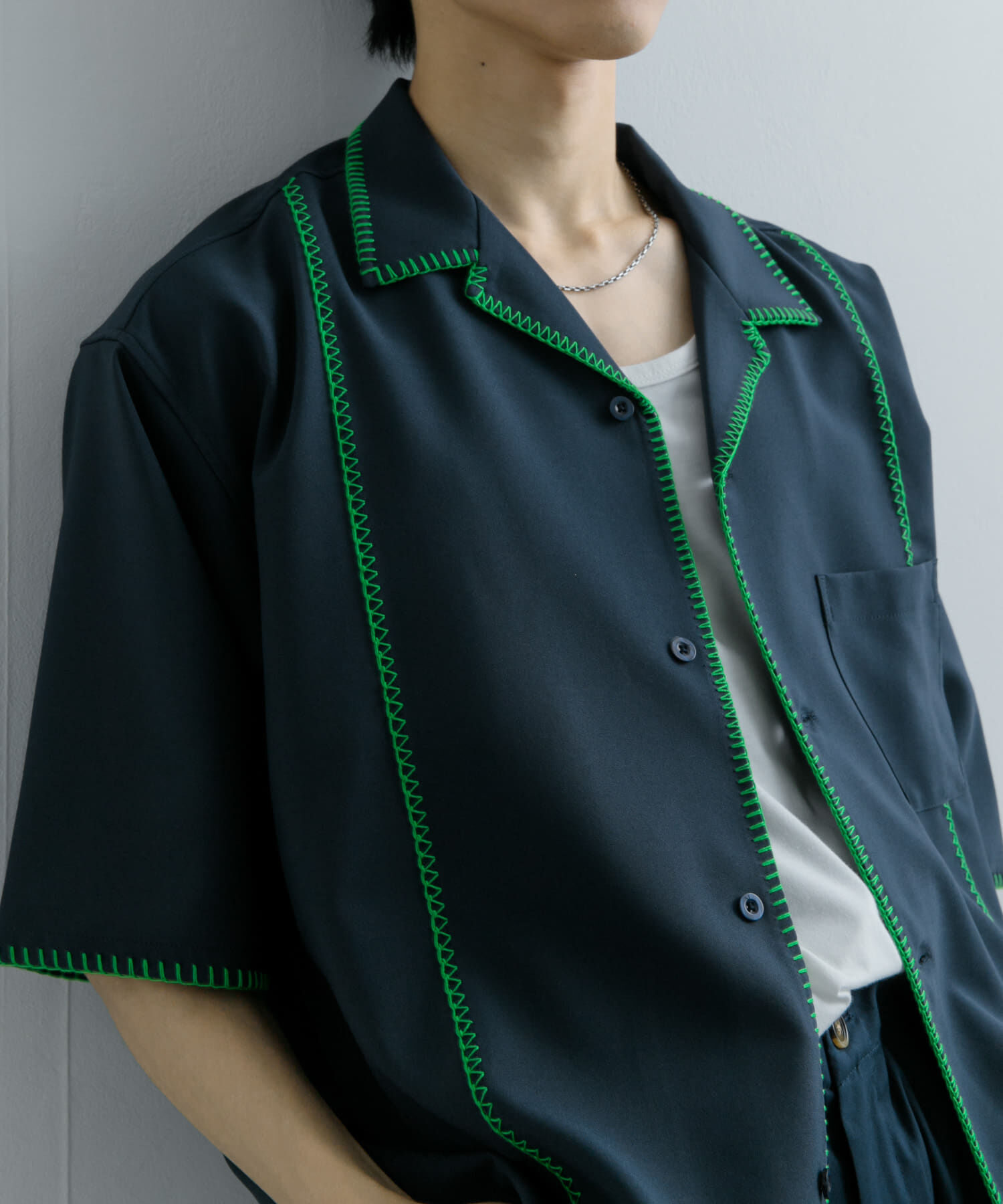 SENSE OF PLACE by URBAN RESEARCH「ブランケットステッチショートスリーブシャツ」|シャツ・ブラウス|