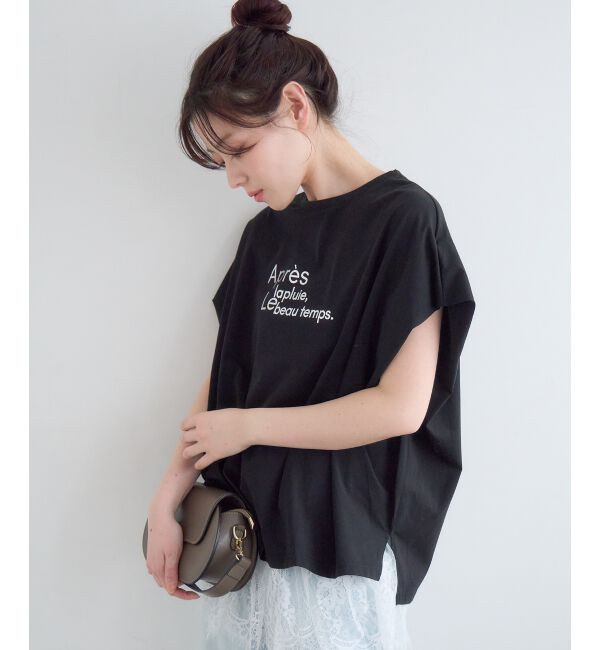  「《WEB限定アイテム》ショルダータック箔プリントTシャツ」|Tシャツ・カットソー|