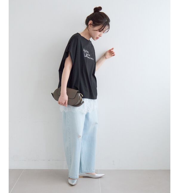  「《WEB限定アイテム》ショルダータック箔プリントTシャツ」|Tシャツ・カットソー|
