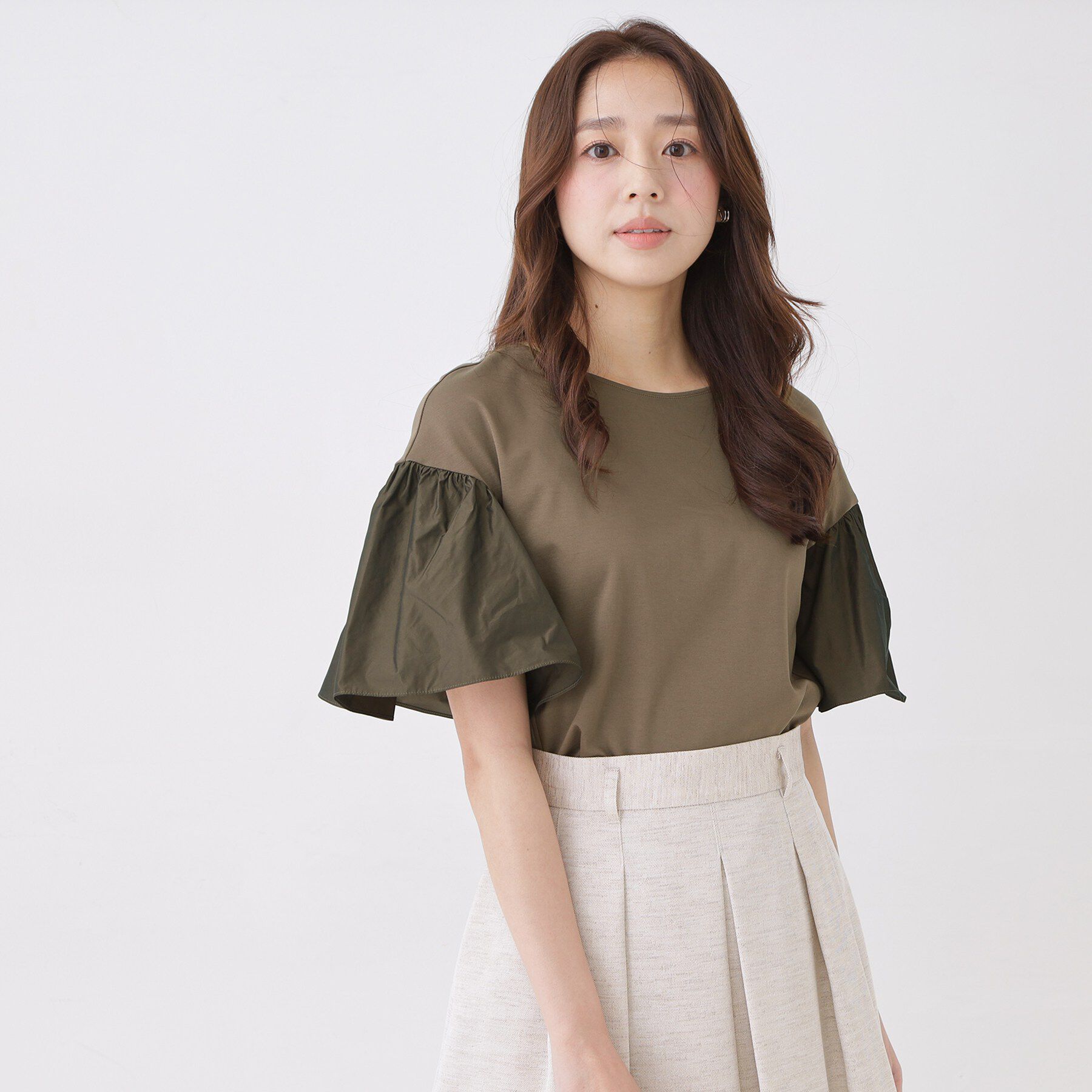 COUP DE CHANCE「【手洗い可／日本製】ギャザーフレアスリーブ　プルオーバー」|Tシャツ・カットソー|