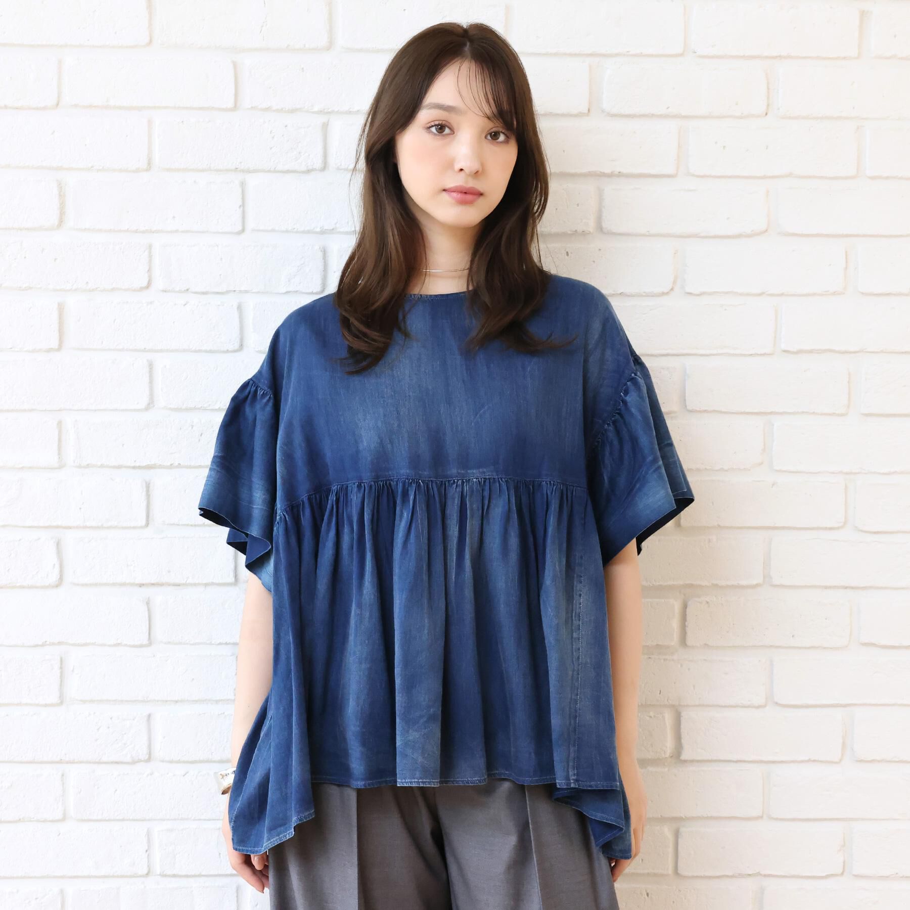 DRESSTERIOR「【夏デニム】シアーデニムAラインブラウス」|シャツ・ブラウス|
