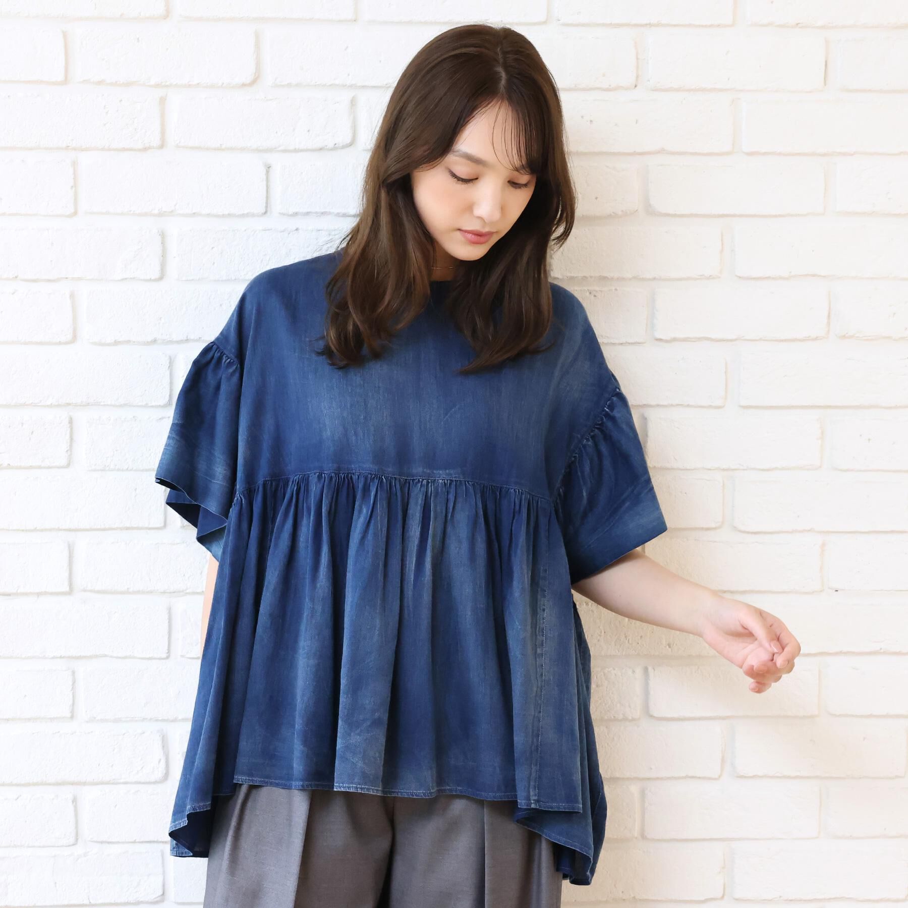 DRESSTERIOR「【夏デニム】シアーデニムAラインブラウス」|シャツ・ブラウス|