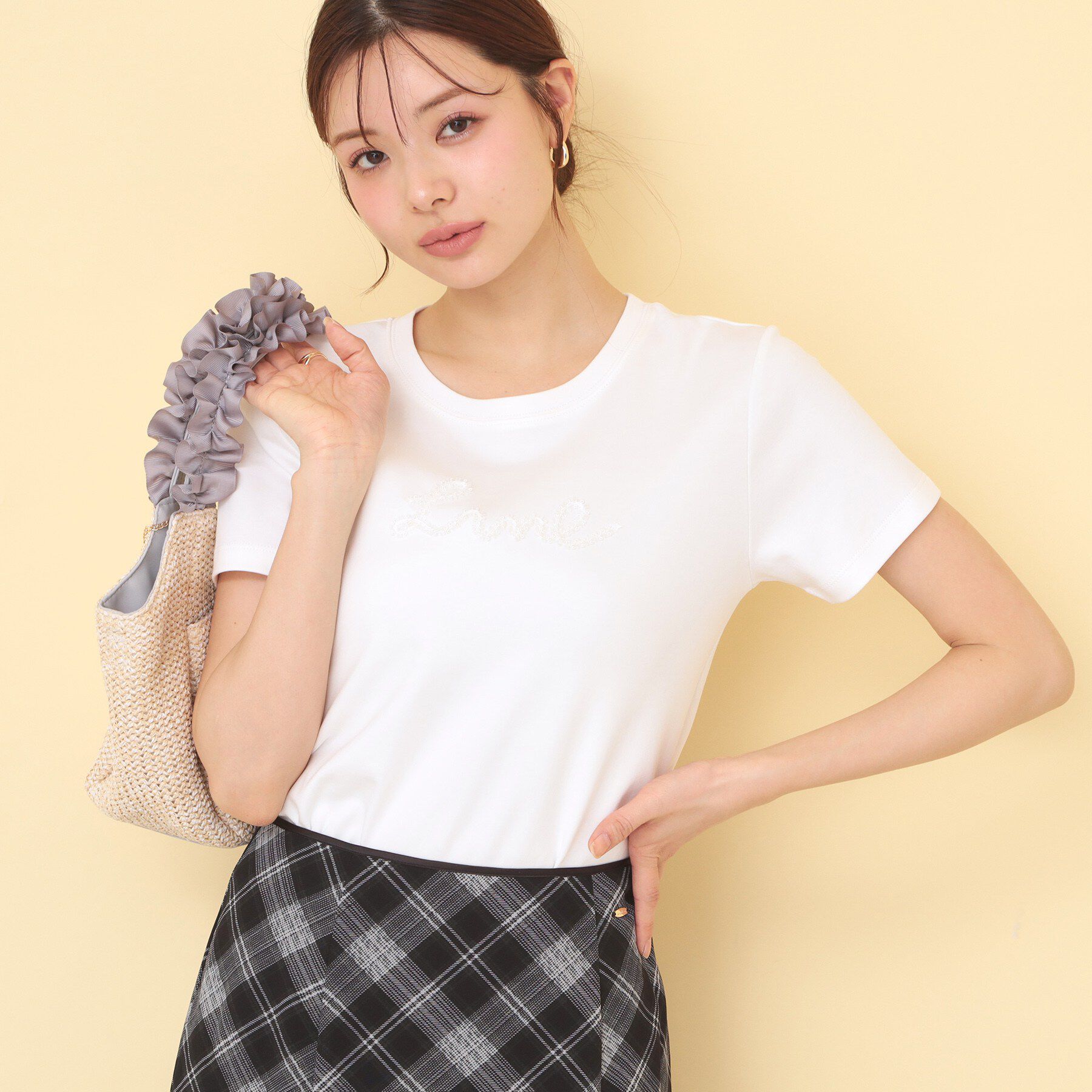 index「【接触冷感/UVケア】リボンテープロゴTシャツ《洗濯機OK》」|Tシャツ・カットソー|オフホワイト(003