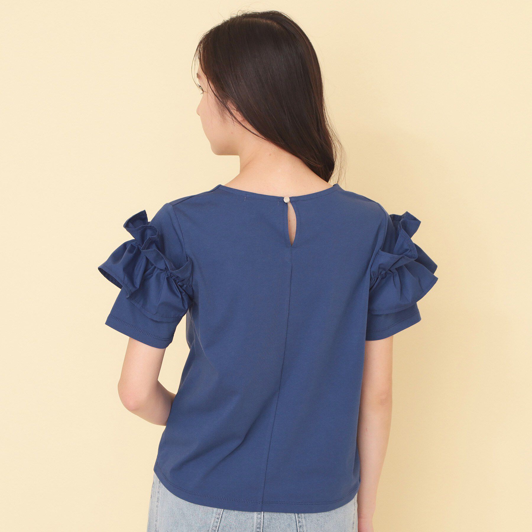 index「【接触冷感】フリルドッキングスリーブトップス《UVケア／洗濯機OK》」|Tシャツ・カットソー|