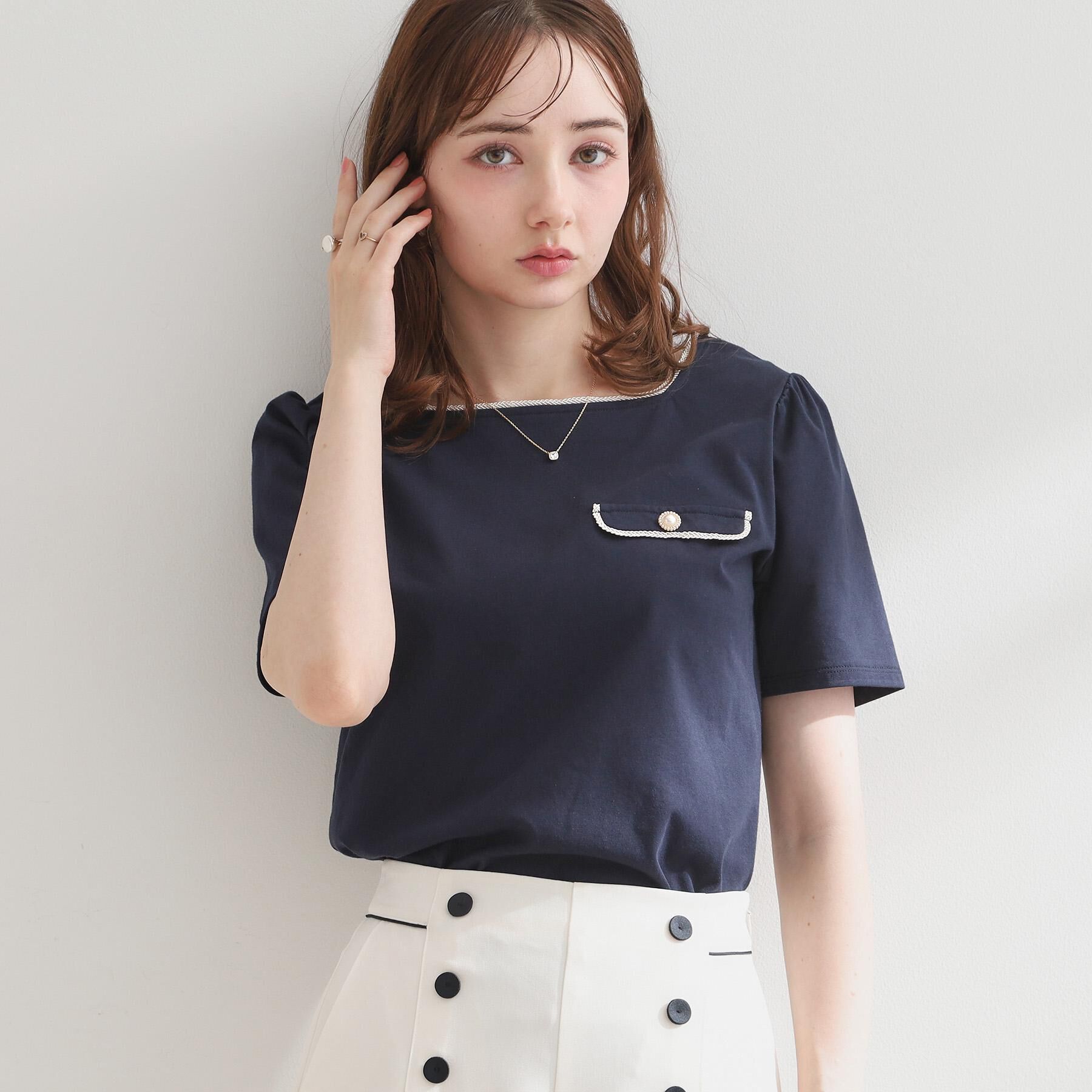 Couture broach「【接触冷感・UVカット・洗える】マリンコードTシャツ」|Tシャツ・カットソー|