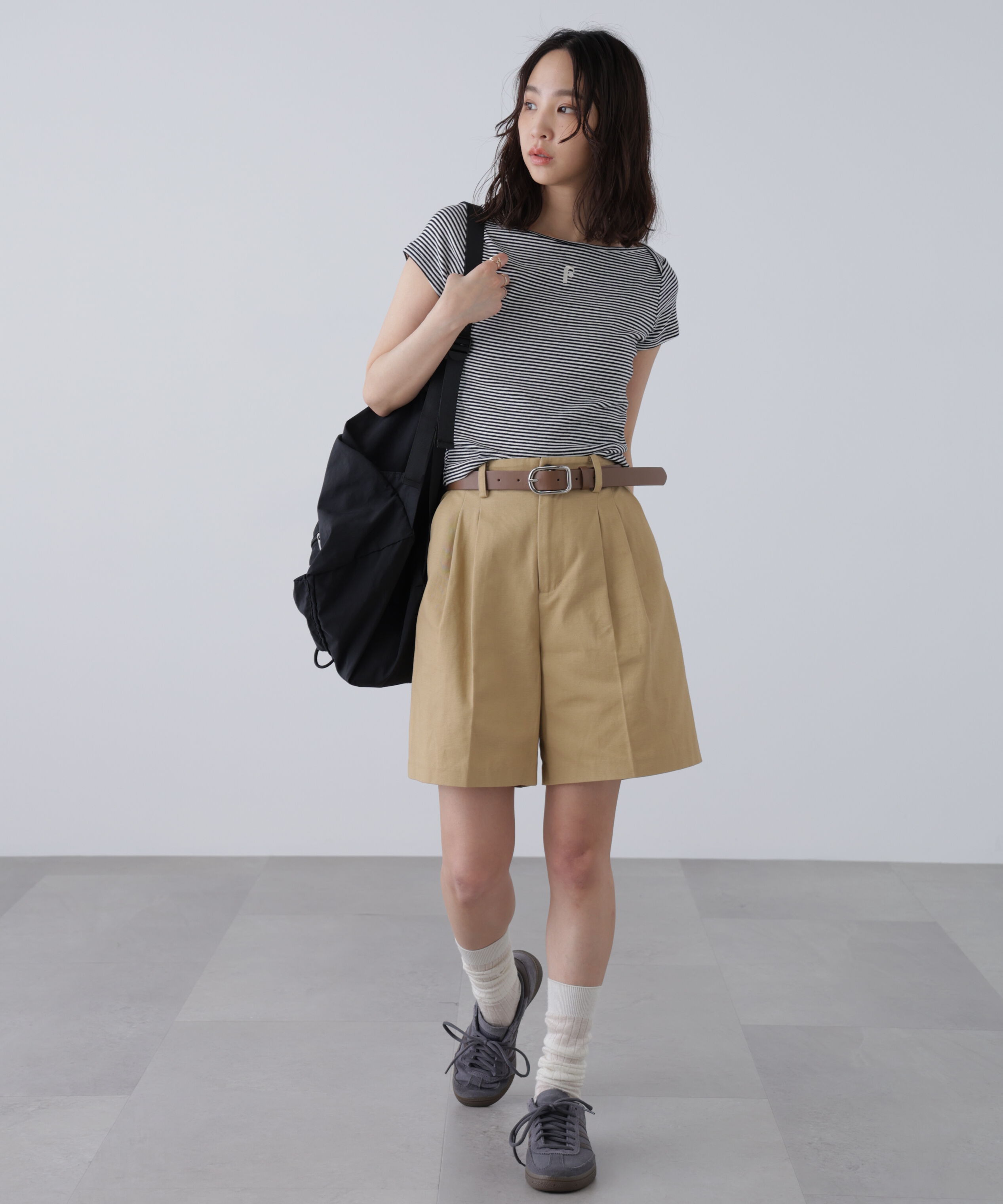  「ワンポイント刺繍ボートネックカットソー」|Tシャツ・カットソー|