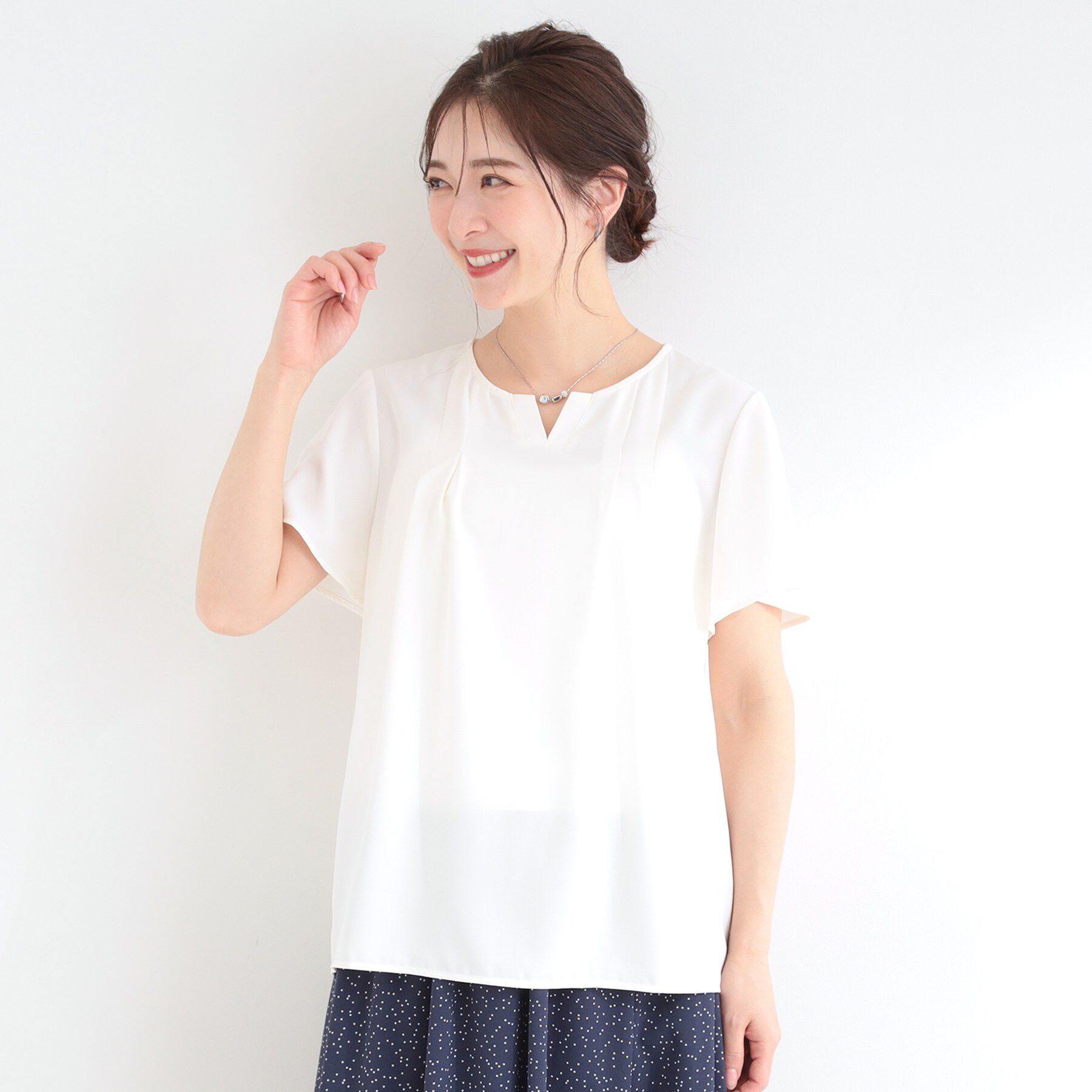 SHOO･LA･RUE「【ひんやり/UV/セットアップ可】洗濯後しわになりにくい スキッパーブラウス」|シャツ・ブラウス|