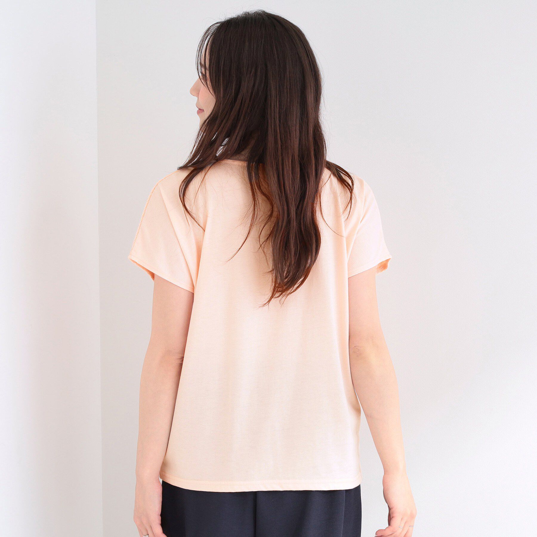 SHOO･LA･RUE「【ひんやり/UV/S-LL】1枚で華やか 前後切り替えレースTシャツ」|Tシャツ・カットソー|