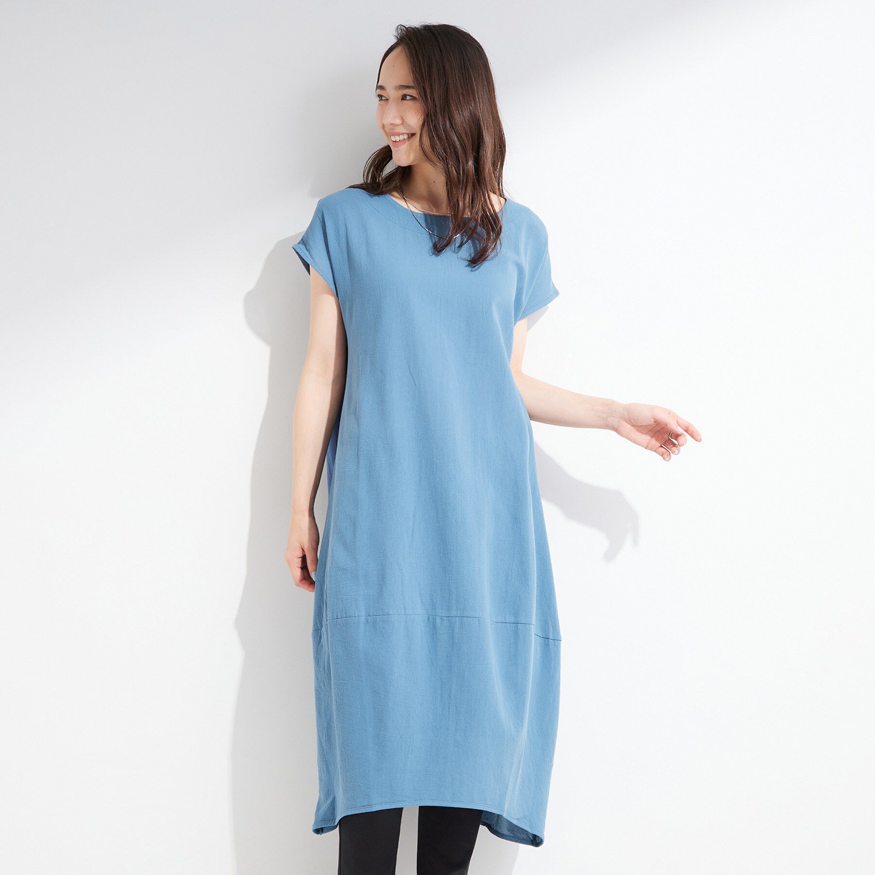 SHOO･LA･RUE「【S-LL/洗濯機可/体型カバー】ふんわりラインが女性らしい コクーンワンピース」|ワンピース|