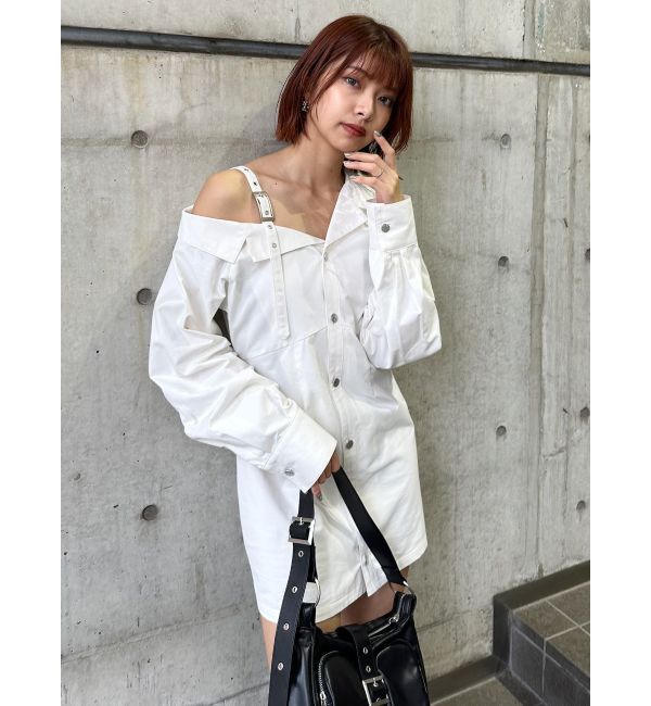 MURUA「アシメショルダーミニシャツワンピース」|ワンピース|