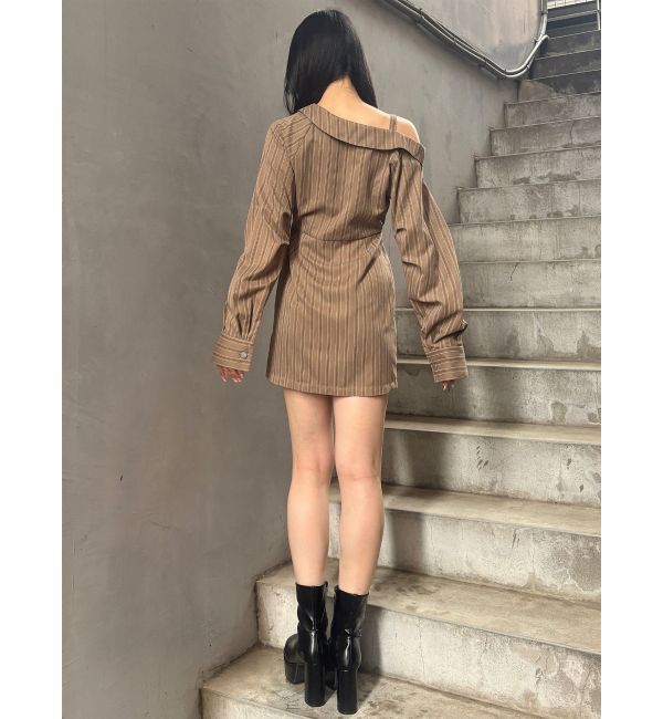 MURUA「アシメショルダーミニシャツワンピース」|ワンピース|
