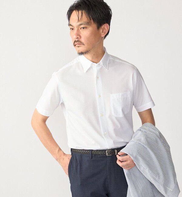 SHIPS「SHIPS:〈FUNCTION〉Albini &times; RENU(R) 半袖 ジャージー ソリッド シャツ」|シャツ・ブラウス|