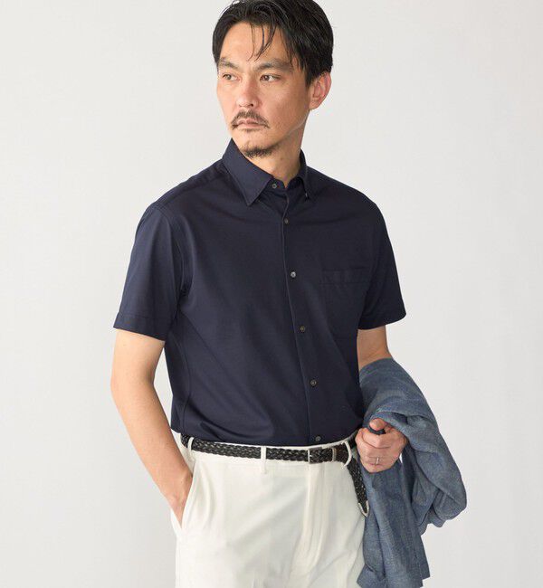 SHIPS「SHIPS:〈FUNCTION〉Albini &times; RENU(R) 半袖 ジャージー ソリッド シャツ」|シャツ・ブラウス|