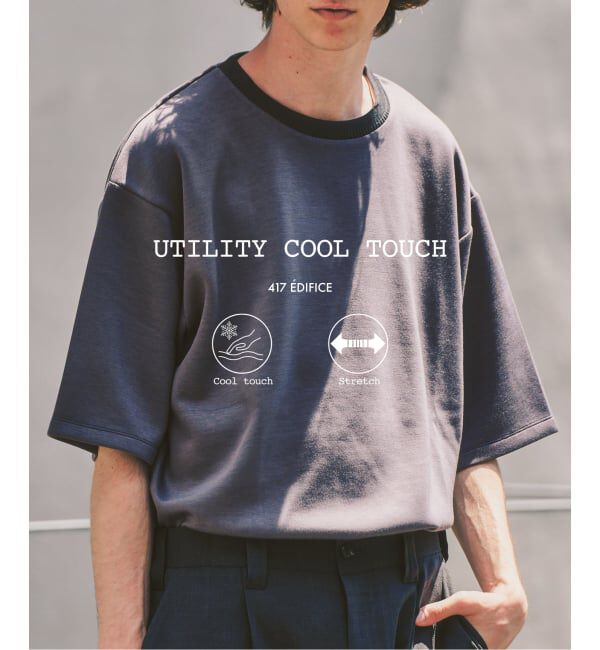 417 EDIFICE「ネックジャカード クールタッチTシャツ」|Tシャツ・カットソー|ブラック D