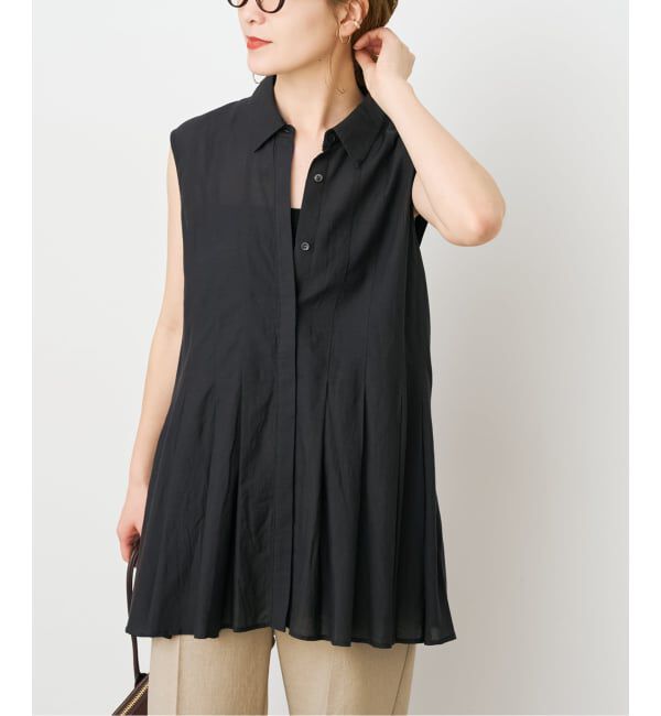 Spick and Span「《手洗い可》C/Rボイルタックノースリーブブラウス」|シャツ・ブラウス|