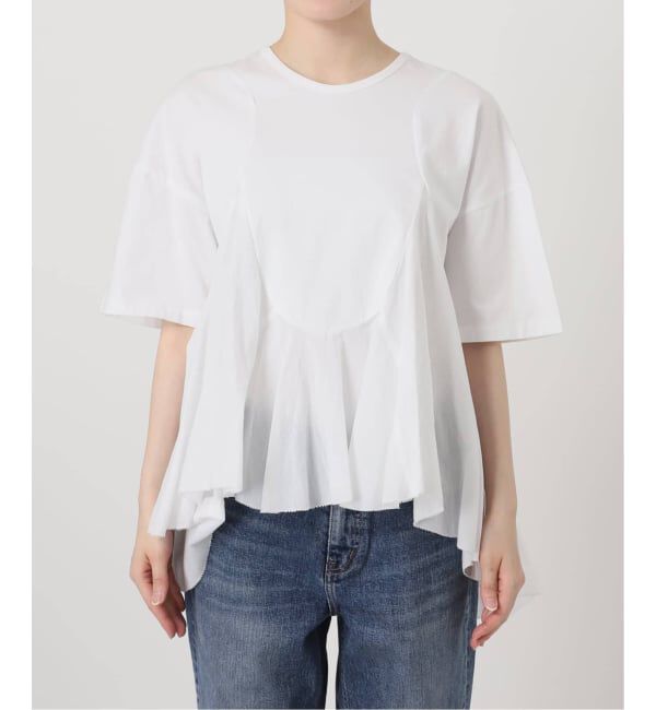 Spick and Span「《一部店舗+WEB限定 / 追加予約》AAYUSHI / アユーシ ペプラムラッフルTシャツ」|Tシャツ・カットソー|