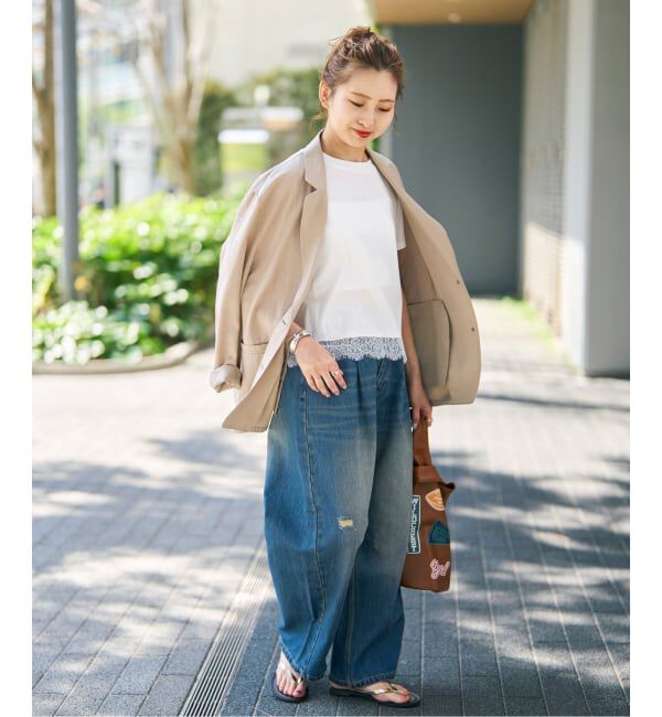Spick and Span「《追加予約》ヘムレース付きTシャツ」|Tシャツ・カットソー|