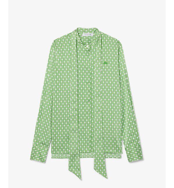 LACOSTE「テニスコート柄ボウタイサテンシャツ」|シャツ・ブラウス|