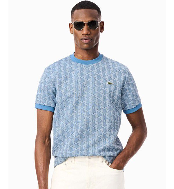 LACOSTE「モノグラムジャカードTシャツ」|Tシャツ・カットソー|ライトブルー