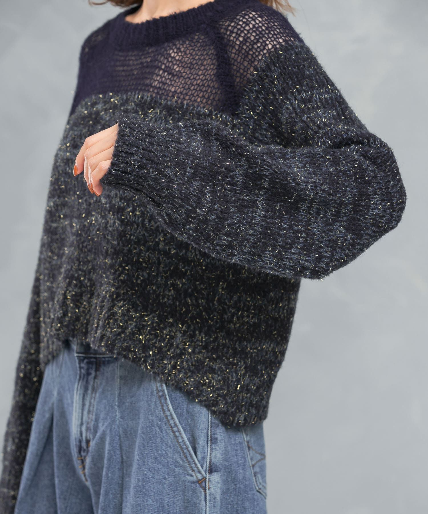 URBAN RESEARCH ROSSO「『WEB限定』ドッキングラメニット」|ニット・セーター|